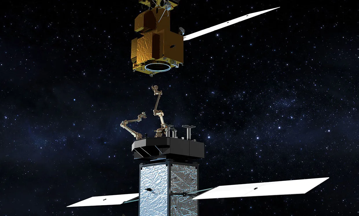 Satellite docking with robotic arms